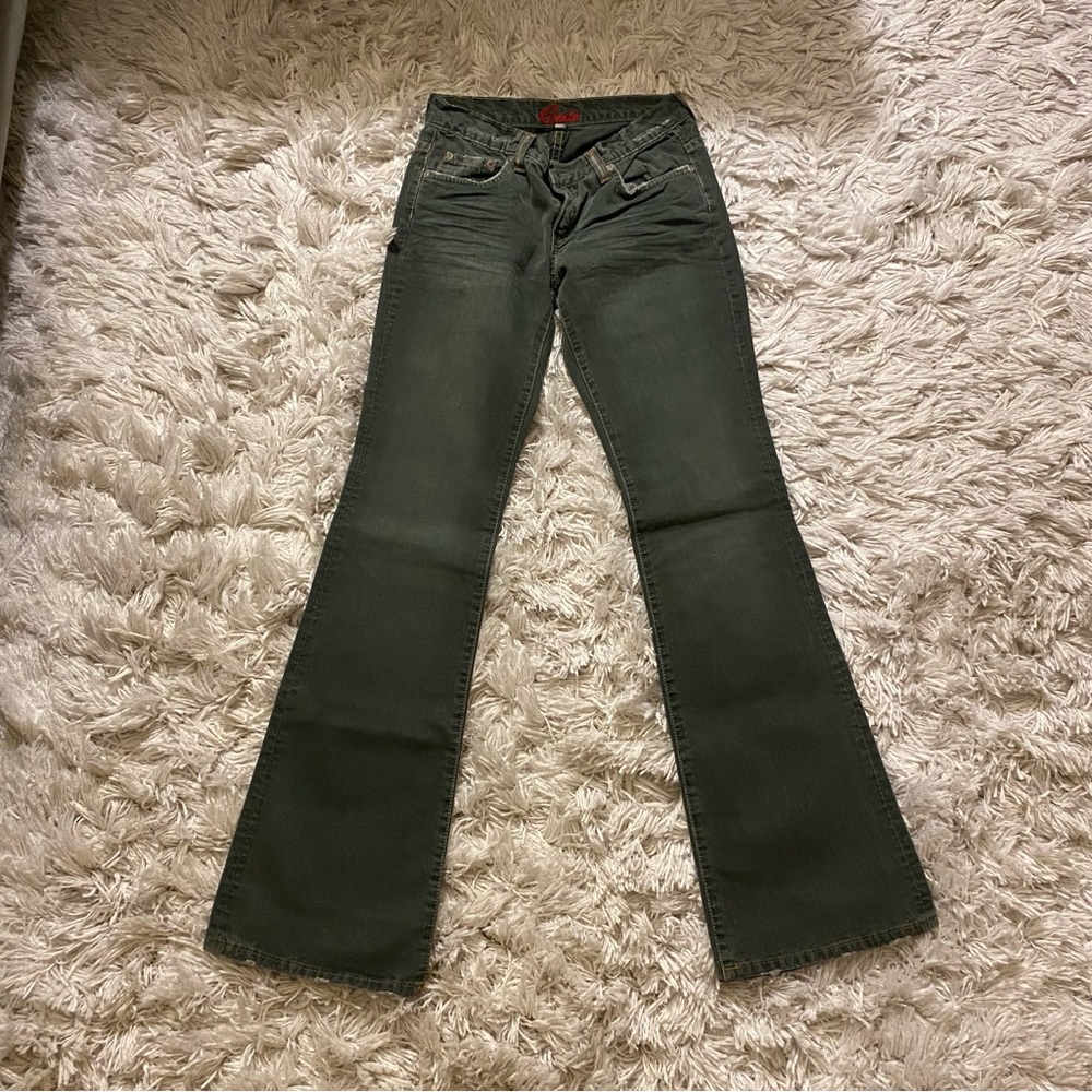 Blue Cult Low Rise Bootcut Jeans Size 25 Faded Green Made in USA